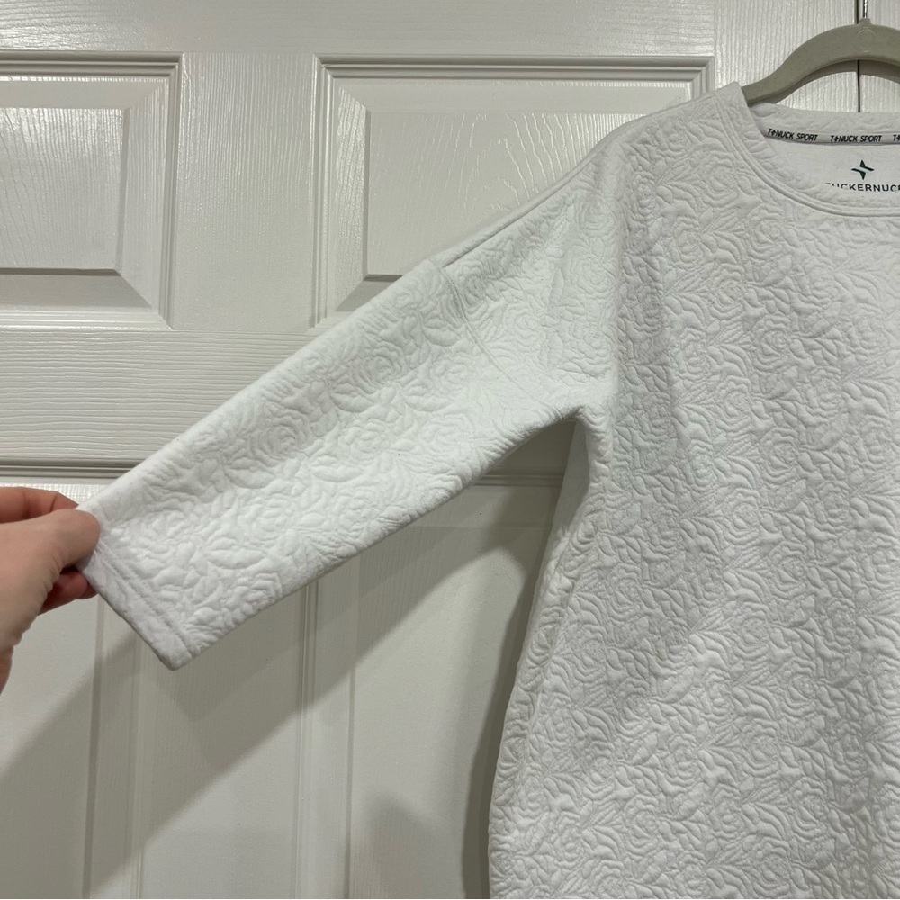TUCKERNUCK TNUCK SPORT White Quilted Paisley Ally Swing Sweatshirt Womens XS/S - Picture 4 of 7